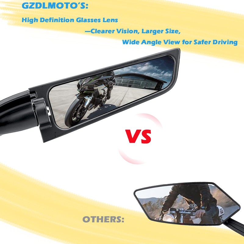 Angle Wing Rearview Mirror, Racing Motorcycle Adjustable Side Rear View