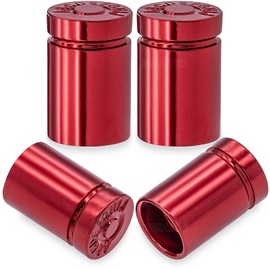 MEAJOO 4PCS Bullet Shell Tire Valve Stem Caps, Leak-Proof Air Caps Cover, Airtight Aluminum Alloy Dust-Proof Car Accessories, Universal for Cars, SUVs, Bikes, Trucks and Motorcycles (Red)