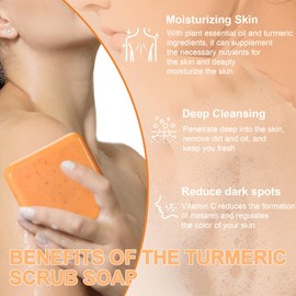 Turmeric Soap, Turmeric Scrub Soap, Natural Turmeric Exfoliating Soap, Turmeric Soap Bar für Gesicht und Körper, Tiefenreinigung, Feuchtigkeitsspendend