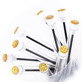 i-Laesh 20 Pcs Lash Brush Eyelash Brushes for Eyelash Extensions Spoolies Cleaning Mascara Wands Tube Diamond Disposable Makeup Tool Applicator Set Sanitary Extension Supplies (Diamond Gold)