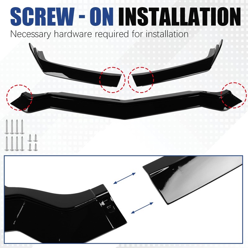 3Pcs Front Lip for 2020-2026 Corvette C8 Stingray Z51 Gloss
