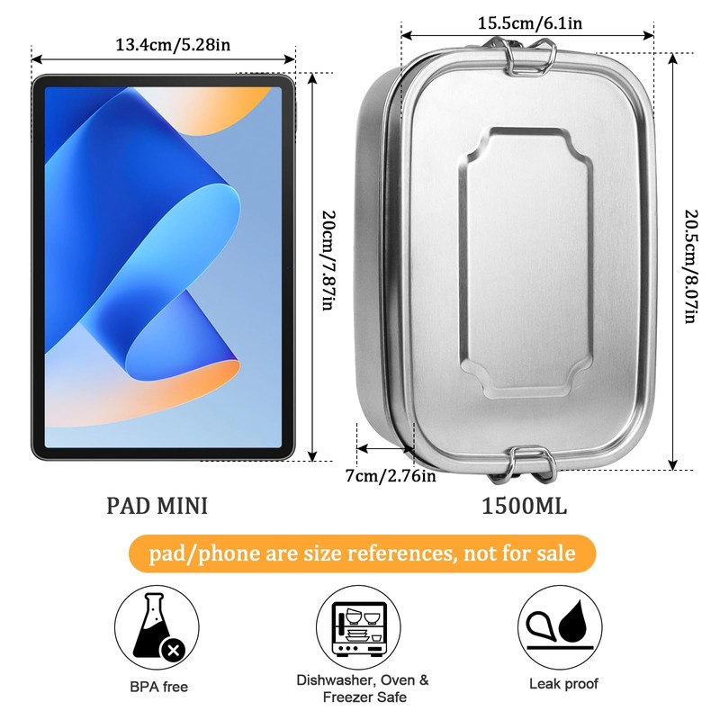 ROYUEXT Bento Boxes Stainless Steel Lunch Box(1500ml)