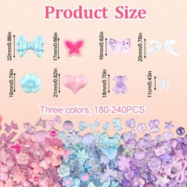 180Pcs Acrylic Beads for Bracelet Making, Colorful Star Flower Bow Star Jewellery Bead for Crafting, Cute Bracelet Beads for DIY Earrings, Necklaces, Key Chains, Bag Accessories