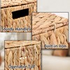 FEIALNDUO Wicker Shelf Baskets with Lid, Seagrass Storage Hamper Basket