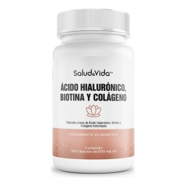 Biotina + Ácido Hialurónico + Colágeno Hidrolizado - Suplemento con 100 Cápsulas - S&V