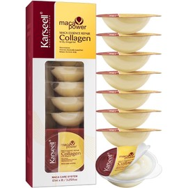 "Karseell Paquete de 8 mascarillas de colágeno para cabello seco y dañado, aceite de argán, tratamiento capilar con colágeno en tamaño de viaje, acondicionamiento reparador profundo para todo tipo