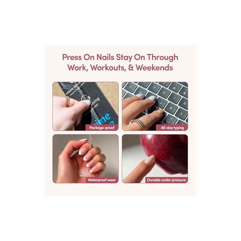 Uñas postizas - Winter Storm | Uñas cortas semitransparentes con
