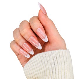 Citchniboul Press on Nails Long - Pink French Tip Fake Nails For Christmas Day Gifts, Glue On Nail Reusable And Easy To Operate, Stick On Nails in 12 Sizes - 24 Soft Gel Fake Nail Kit，Love Cute