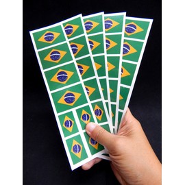 40 Removable Stickers: Brazil Brasil Flag, Brazilian Party Favors, Decals