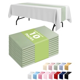 Pureegg Sage Green Plastic Table Runners - 10 Pack, 14'' x 108'', Water Resistant & Disposable Centerpiece Decorations for Table Cloth, Wedding, Birthday, Holiday, Baby Shower, Party, Home Decor