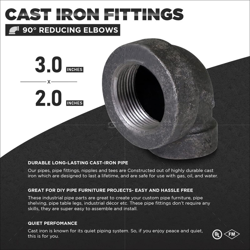 Supply Giant CTF54H 3" x 2" Cast Iron Threaded 90