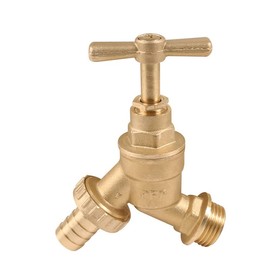 RMTL Outdoor Garden Tap Hose Union Bib Tap 1/2inch BSP with Compression Wallplate Elbow, Through The Wall 15mm Copper Tube (Single Bib Tap)