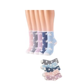 Honwor Women's 5-Pair Winter Fleece Socks - Ultra-Soft, Fluffy, Anti-Slip, for Sleep, Sports & Home, Cozy Plush Microfiber