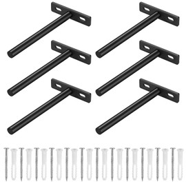 Pack of 6 Floating Shelf Brackets, Invisible Shelf Brackets, Wall Brackets, Shelf Brackets, Floating Heavy Duty Angle, Shelf Bracket for Shelves Brackets - 124 x 70 mm