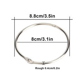3 Inch Loose Leaf Binder Rings, Metal Book Rings Easy to Open and Close, Round Shower Curtain Hooks, Circular Hinged Key Rings Clasp for Crafts, Cards, Home School Office (5 PCS)