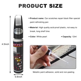 DXNQ Touch Up Paint for Cars, Two-In-One Auto Scratch Repair Gloss Fill Paint Pen, Easy & Quick Special-Purpose Scratch Remover Touch Up Paint Pen for Vehicles, Car Accessories (White Pearl)