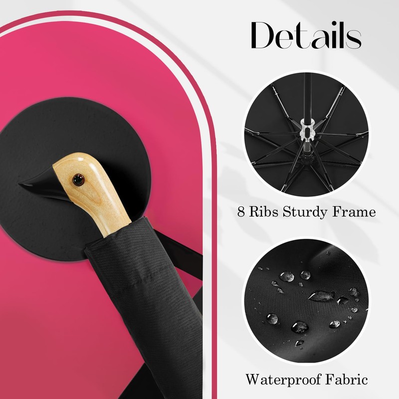 Natuquebrela Duck Folding Umbrella Black - Small Black Collapsible Portable