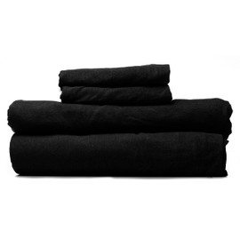Linteum Textile Supply 4-Piece Jersey Knit Sheet Set - 100% Cotton, Black, Full
