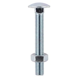 TIMCO BZP Carriage Bolt and Hex Nut - M6 x 75 - Zinc - Pack of 6