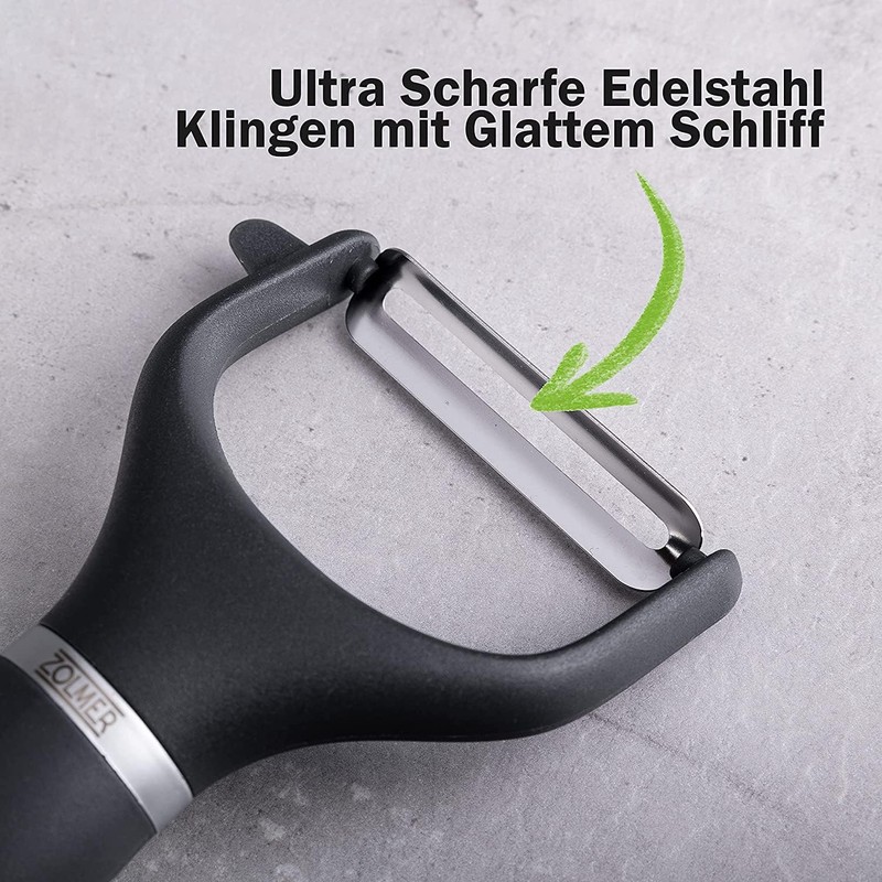 ZOLMER Premium Peeler Set with Smooth and Serrated Blade -