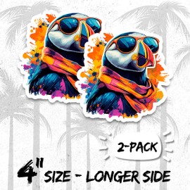 Puffin Magnet 4 Inch 2-Pack Sea Parrot – Strong Vinyl Decorative Animal Magnets for Fridge Locker Kitchen Office – Cute Fun Aesthetic Cool Durable & Long-Lasting Souvenir ID44999