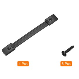 uxcell Speaker Handle Pull Cabinet Grasp Strap Style Spring Steel Insert Handle with Metal End Caps Buckle with Screw Black 4 Pcs