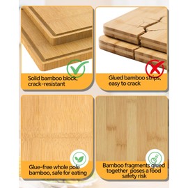 Cutting Boards for Kitchen - Food Grade Double Sided Pure Stainless steel& Bamboo Chopping Board with Handle, Slip resistant Non-toxic Charcuterie Board Housewarming Gifts (15.5×10)