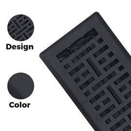 Sierra Grates Precision Flow 4"x14" Steel Floor Register - Metro Design, Textured Black Finish - Premium Home Vent Covers, Durable & Decorative - Fits 4"x14" Duct Openings, Easy Installation