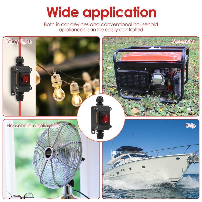 3PC 12V Waterproof Inline Power Switch Set-IP67 Weatherproof Inline Switch,10AWG