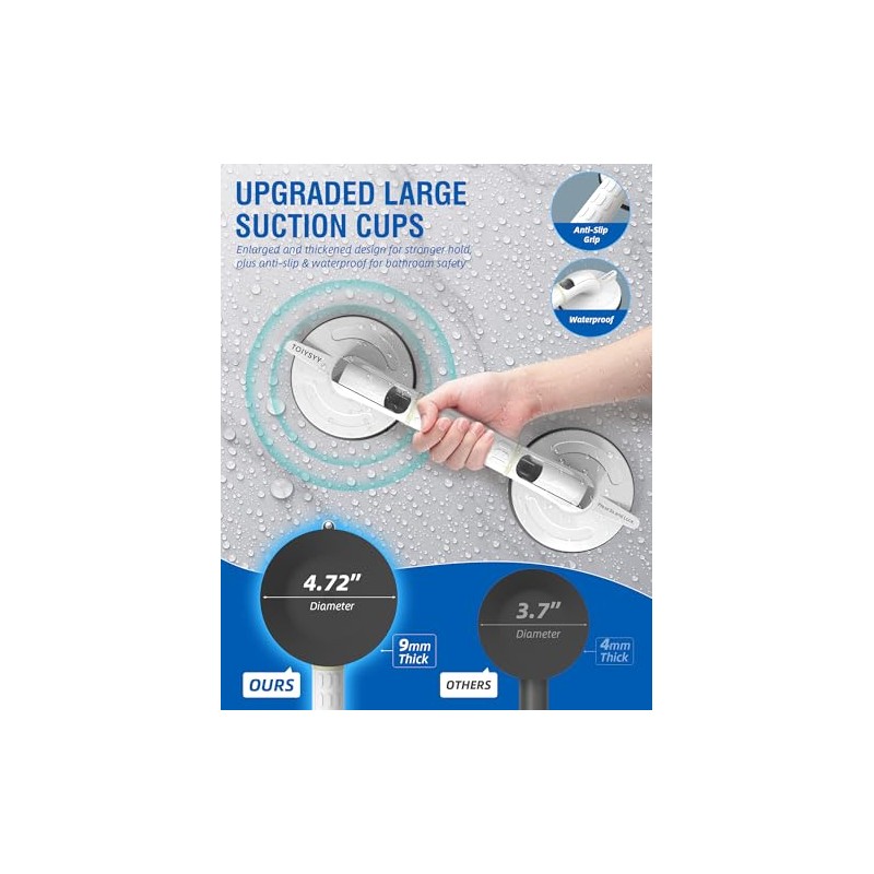 Suction Grab Rails for Bathroom MAX Hold 120 KG Shower