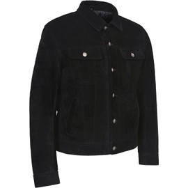 Quality Supply Men's Black 100% Real Suede leather Western Jacket | Trucker' Classic New Native American Jacket Coat - Black (as1, alpha, xx_l, regular, regular, Black)