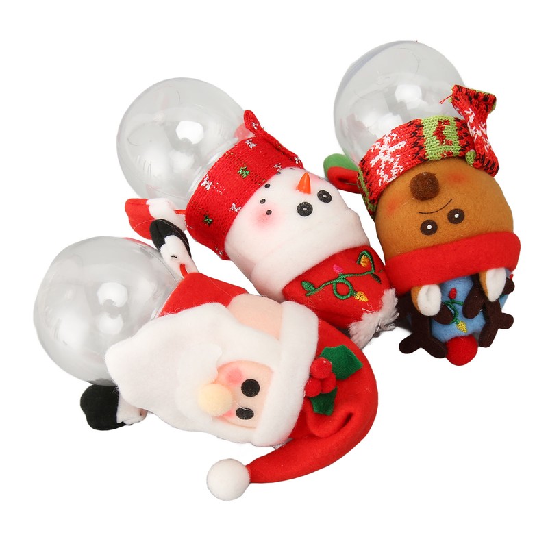 3pcs Christmas Candy Jars Transparent Clear Plastic Biscuits Jars Decorative