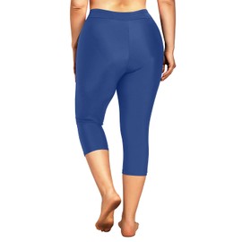 Holipick Plus Size Swim Pants for Women Swim Capris High Waisted Swim Leggings UPF 50+ Long Swim Shorts, Blue, 22 Plus