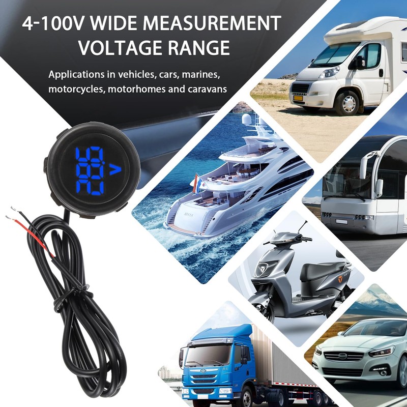 EPLZON 2pcs Digital Voltmeter DC 4-100V 2 Wires 3-Digit LED