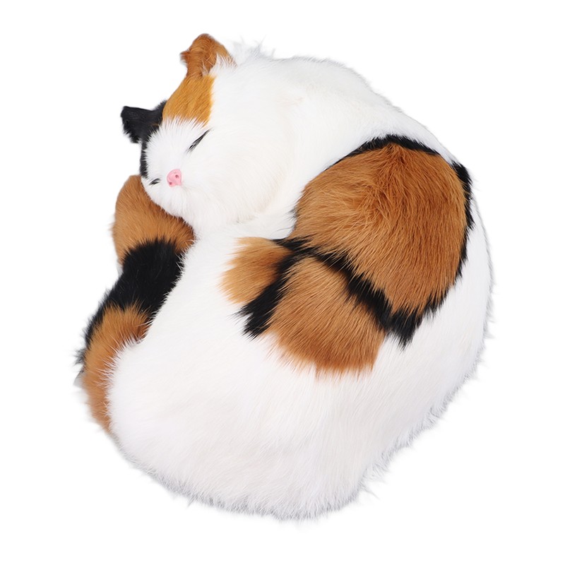 Fur Cat Figurine Simulation Innovative Hand Crafted Cute Fur Cat