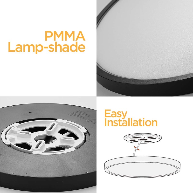 TALOYA Surface Mount LED Ceiling Light 12 Inch-2 Pack Black