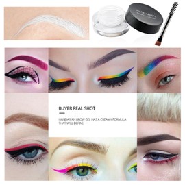 White Eyebrow Gel, Brow Pomade, Brow Dye with Brush, Christmas Makeup Waterproof Long Lasting Tinted Brow Gel, Smudge-Proof Sweat Resistant Brow Cream