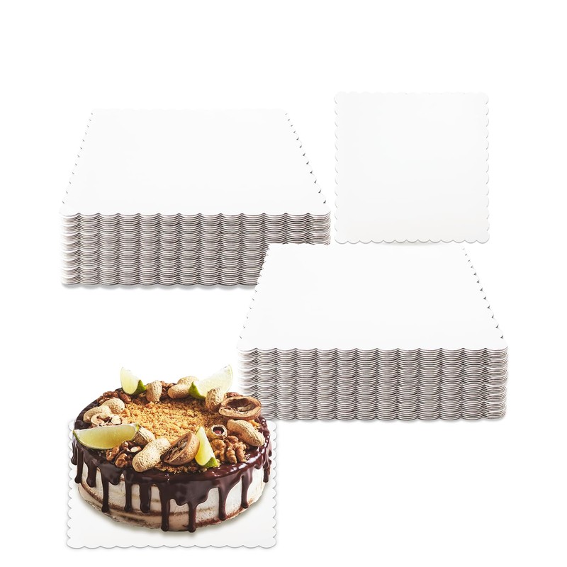 qiqee White 12 Inch Wave Cake Boards 15-Packs Squares Base