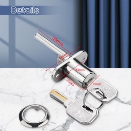 AFCJLTO 1 x Furniture Drawer Lock with Key with Key - Plunger and Cam Lock - for Office Cabinets, Sliding Doors and Drawers, Protect Your Documents and Personal Items