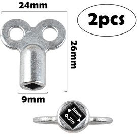 Teqooza Metal Radiator Valve Keys, Silver Square Socket Bleed Hole Key Radiator Keys, Water Tap Switch Bleed Key, Plumbing Bleeding Key Air Plumbing Tool for Radiators and Faucet, 2 Pcs
