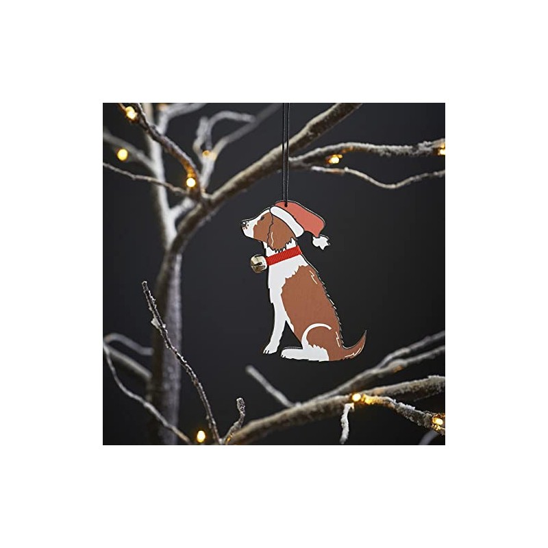 Sweet William Springer Spaniel Christmas Decoration, Wood, 10x10x0.5 cm
