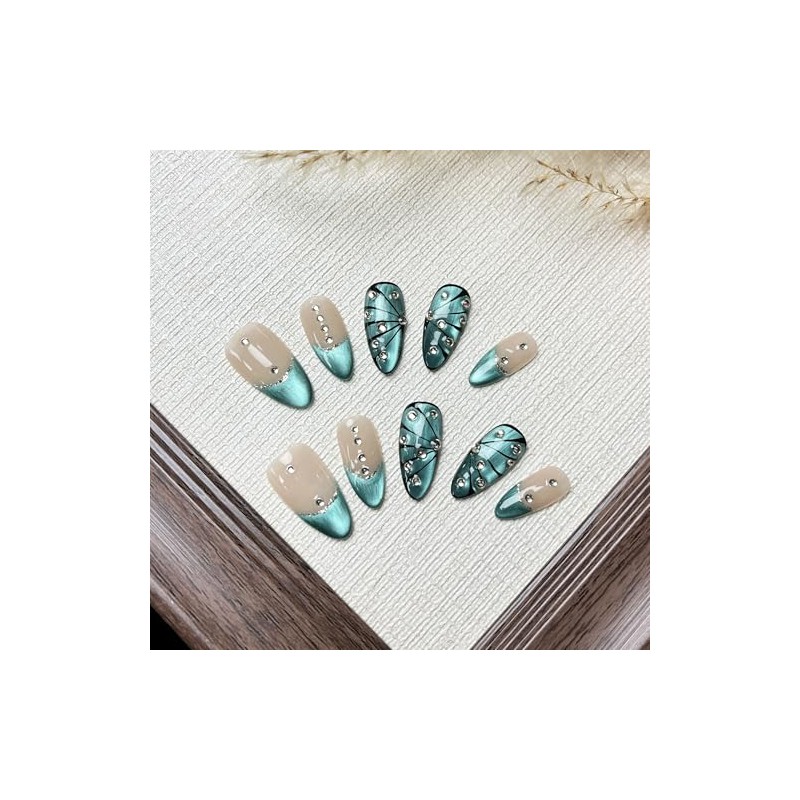Uñas postizas de almendra medianas para mujer, 10 unidades, de
