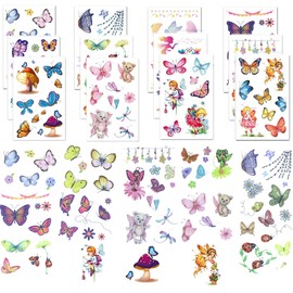 Butterfly Fake Tattoos 12 Sheets YUTOU Skin-Friendly Children's Tattoos Friendship Tattoos Glitter Tattoo Set Stickers Children Butterfly Tattoo Children for Girls Party