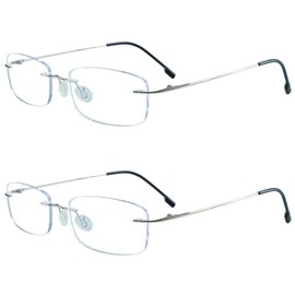 YEIN Blue Light Blocking Glasses, Anti Eyestrain, TV Glasses for Women Men(Silver + silver,+2.00)