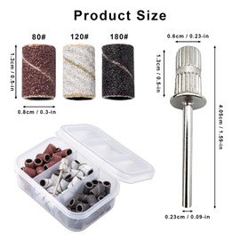 Sanding Bands for Nail Drill, Brown 80#, White 120#, Black 180# Grit Coarse Fine Nail Sanding Bands, 75pcs with 1pcs 3/32'' Mandrels Bits, Nails File for Manicure Pedicure
