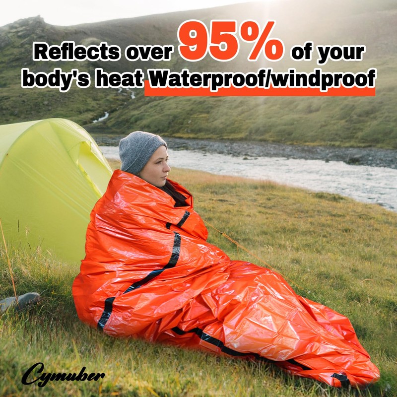 Emergency Sleeping Bag Survival Bag, Cymuber Portable Waterproof Thermal Bivy
