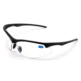 V.W.E. Bifocal High Performance Sport Protective Safety Glasses Bifocal - Clear Lens Reader Reading Glasses - Ansi Z87.1 Certified (Matte Black, 2.00)