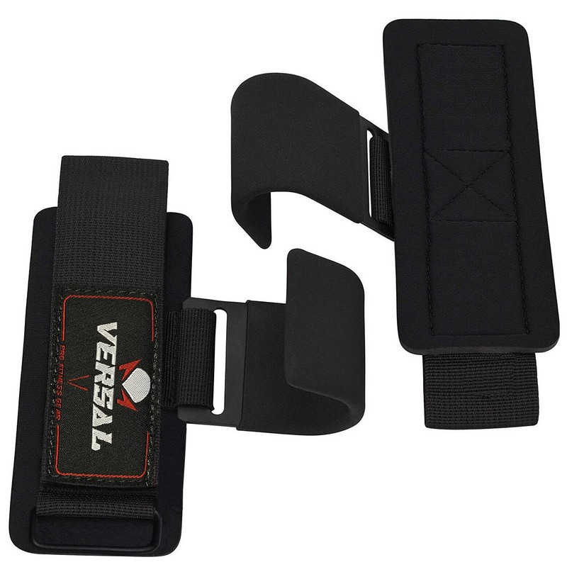 VSL Weight Lifting Hooks Non Slip Rubber Coated Grips, Neoprene