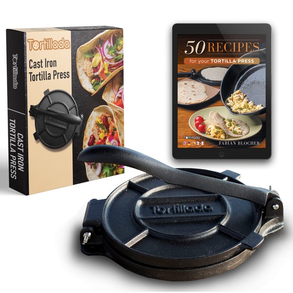 Tortillada – Tortilla Press, Quesadilla/Roti Maker Large Size - Pre-Seasoned