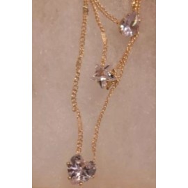 CHMO Zircon Heart Star Charm Triple Layered Womans Pendant Necklace w/Giftbox
